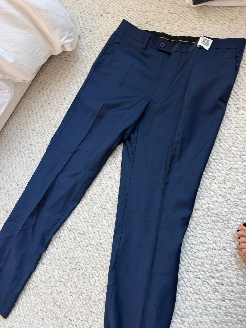 John Varvatos Navy Dress Pants - Tailored Flat Front